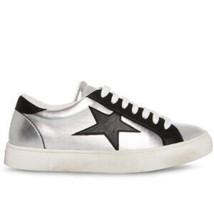 NEW Steve Madden Rezume Silver/Black Lace Up Rounded Toe Fashion Leather
